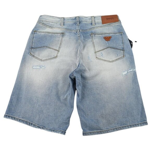 ARMANI JEANS Mens Blue Denim Capsule Distressed Denim Bermuda Shorts 28 NWT - Picture 2 of 3